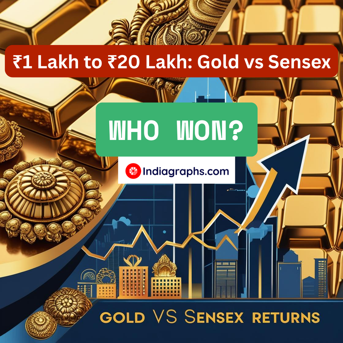 ₹1 Lakh to ₹20 Lakh Gold vs Sensex | Indiagraphs