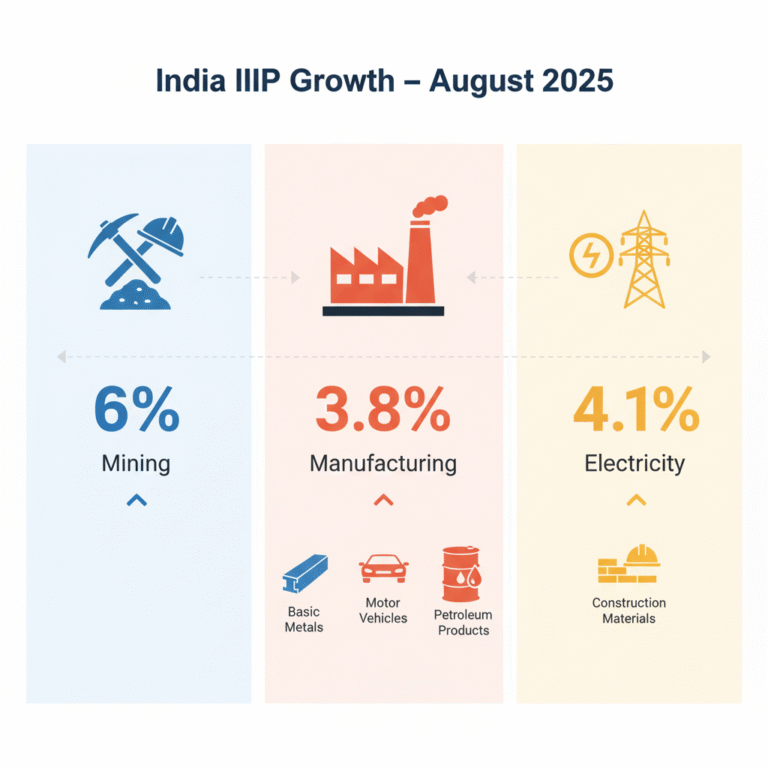 India’s Industrial Sector Expands 4.0% in August 2025, Mining and Manufacturing Drive Growth