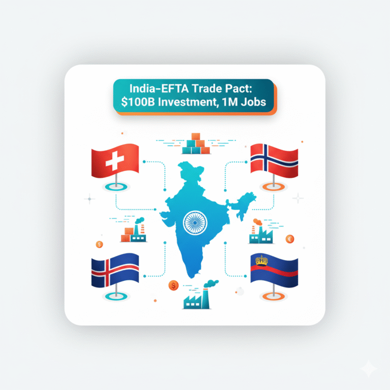 India and European Free Trade Association Sign Pact to Unlock $100 Billion Investment and 1 Million Jobs